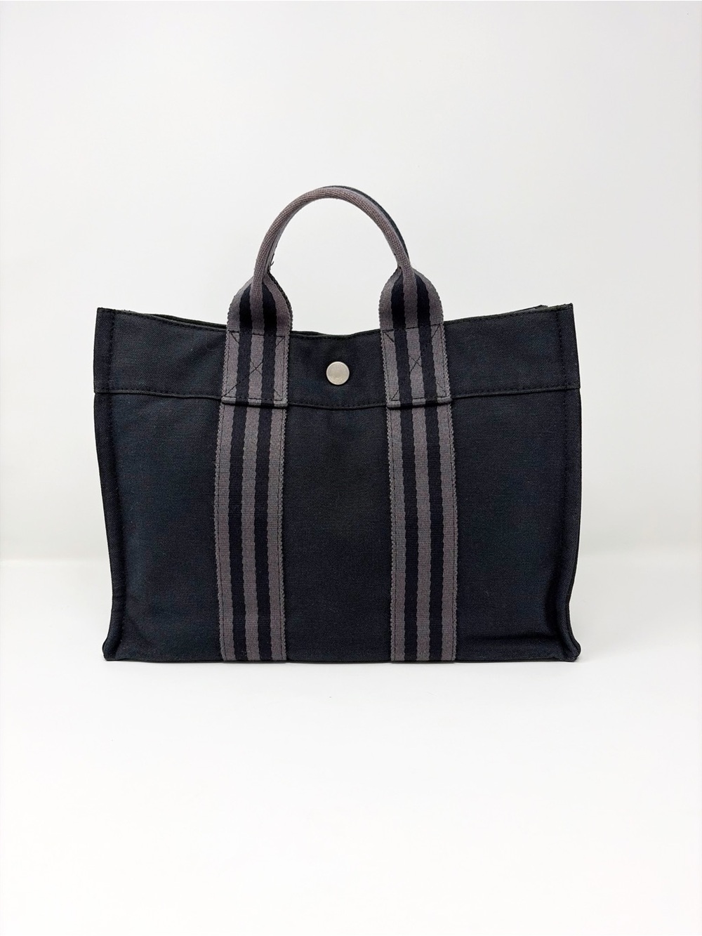 Hermès Toile Fourre-Tout PM Black Canvas Tote